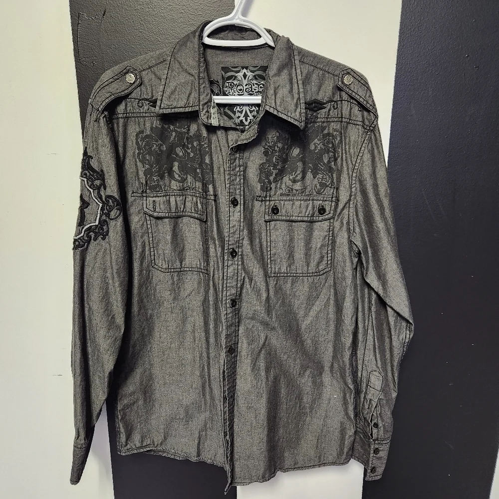 -SOLD- Patch and stitch gothic button shirt - Picture 2 of 5